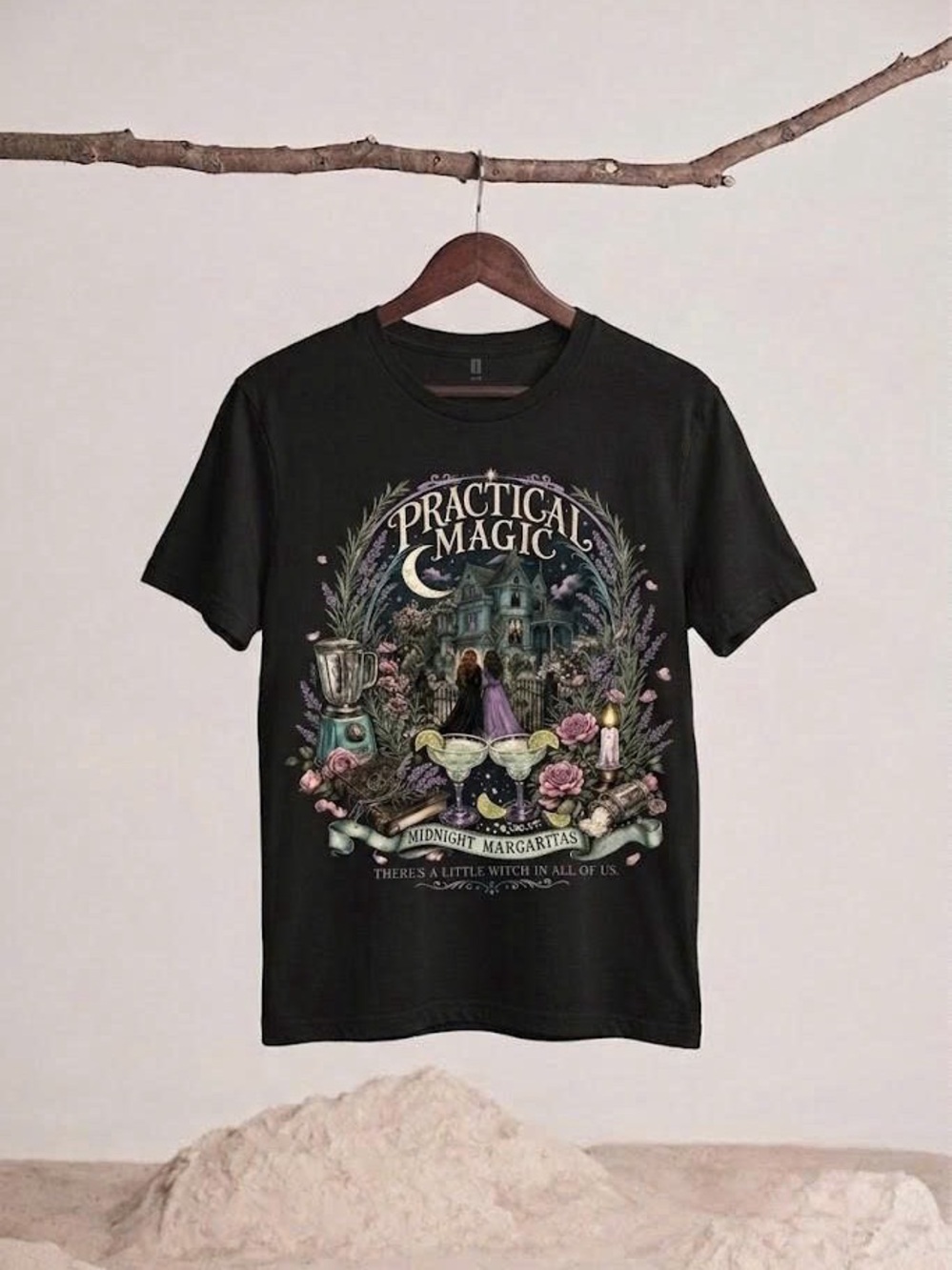Gildan Women’s Black T-Shirt | Midnight Margaritas Witchy Halloween Shirt